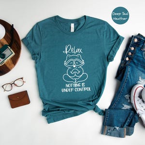 Meditation Shirt Relaxed Raccoon Tee: Soft Ringspun Cotton, Eco Friendly, Comfortable Fit | Yoga Lover Gift, Mindfulness Apparel image 4