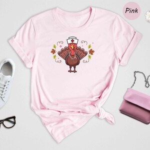 Nurse Turkey Tee: Playful Thanksgiving Design - Soft Cotton, Heather Blend, Cozy Fall Wardrobe image 3