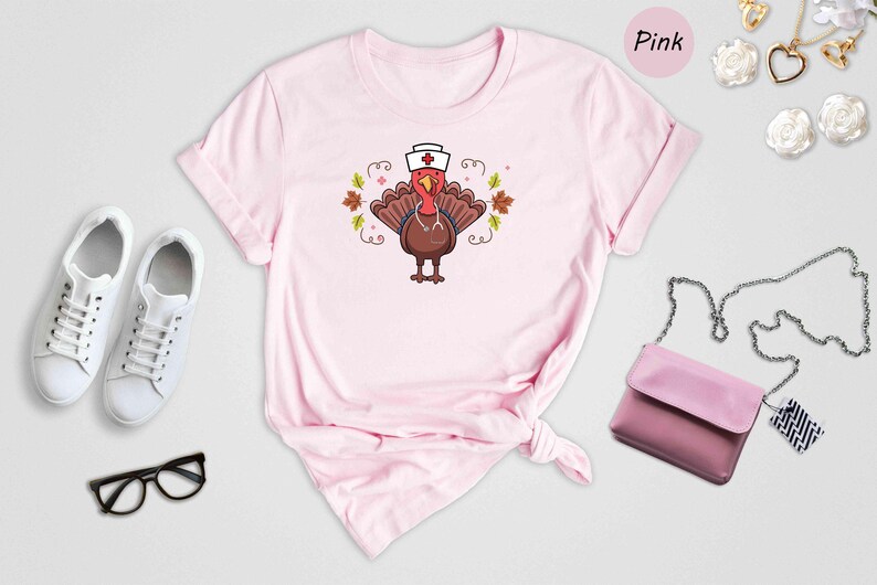 Nurse Turkey Tee: Playful Thanksgiving Design - Soft Cotton, Heather Blend, Cozy Fall Wardrobe image 3