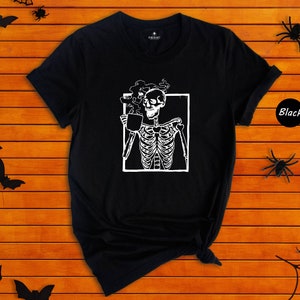 Hot Coffee Skeleton Shirt, Skeletons Halloween Shirt, Halloween Shirt, Halloween Skeleton, Skeleton Shirt, Skull Halloween, Skeleton Tee