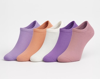 Pastel Cotton Ankle Socks - Women's 5-Pack Low-Cut