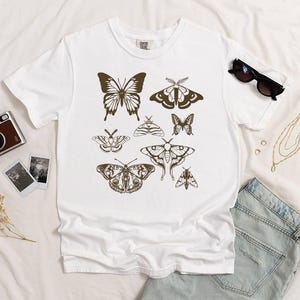 Comfort Colors Vintage Butterfly and Moth T-Shirt, Cottagecore Aesthetic Butterfly Shirt, Cottagecore Shirt, Cottage Core Shirt
