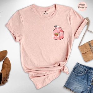 Strawberry Milk Shirt, Creamy Kawaii Milk Shirt, Japanese Strawberry Milk Shirt, Harajuku Clothing, Strawberry Fan Shirt, Strawberry Sweater