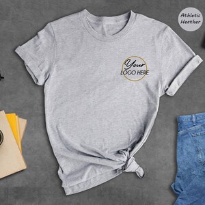 Design Your Own Tee Custom Printed Shirt: Personalized Logo Apparel, Heather Cotton Blend (Multiple Sizes, Upload Design) image 2
