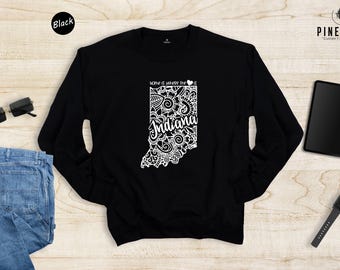 Travel Hoodie Map Sweatshirt - Indiana State Design, Eco Friendly Cotton Blend - Unisex Fit, Soft Durable Material, Casual Wear