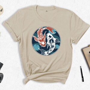 Yin Yang Koi Fish Shirt, Japanese Art T-Shirt, Balance Harmony Tee, Asian Culture Gift, Zen Nature Lover Shirt image 1
