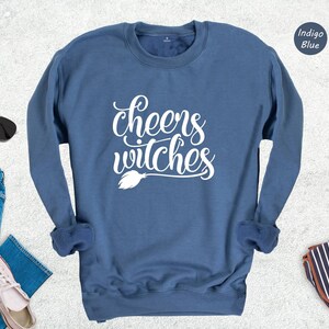 Cheers Witches Shirt, Funny Halloween Tee, Witch Broom Graphic T-Shirt, Girls Night Halloween Party Top, Gift for Her image 8
