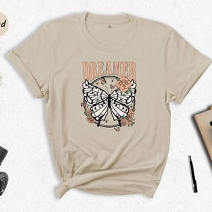 Retro Boho Dreamer Vintage Butterfly Tee: Eco Cotton Blend, Comfort Fit | Digital Ink Print, Casual Everyday Wear image 7
