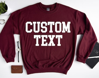 Custom Text Crewneck Sweatshirt: Soft Cotton Blend - Eco Friendly, Unisex Casual Wear, Personalized Design