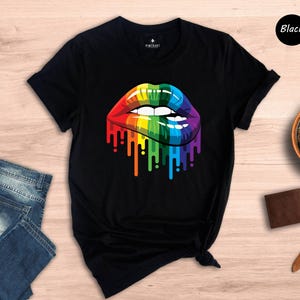 Rainbow Dripping Lips Shirt, LGBTQ Pride T-Shirt, Bold Gay Pride Gift, Colorful Lips Graphic Tee, Pride Month Apparel