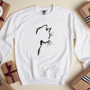 Cat Silhouette Shirt Funny Cat Lover Tee, Black Design (Unisex S-XXL, Eco Cotton, Digital Ink Print) Bild 7