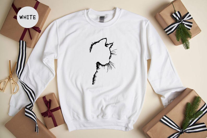 Cat Silhouette Shirt Funny Cat Lover Tee, Black Design (Unisex S-XXL, Eco Cotton, Digital Ink Print) Bild 7