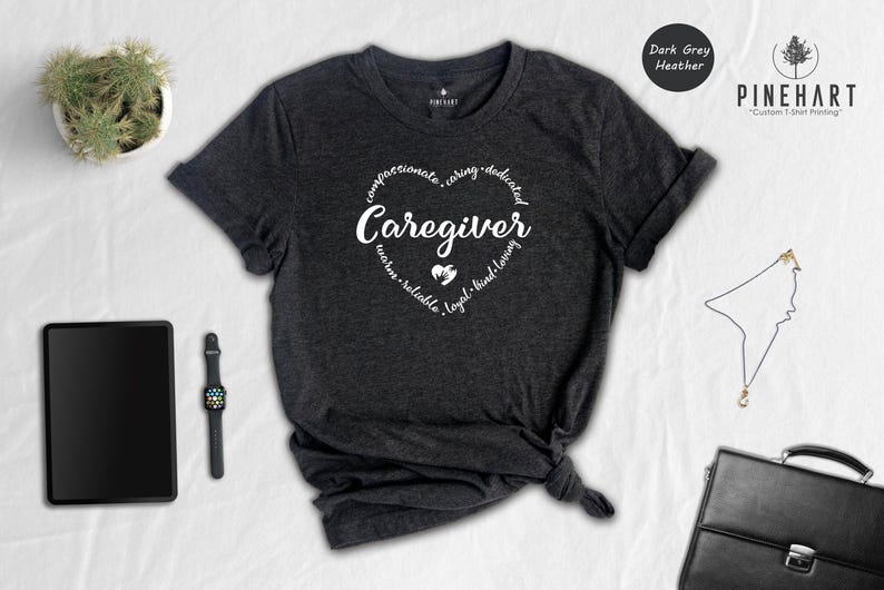 Symbol Of Strength Tee: Caregiver Heart Graphic - Eco Friendly Cotton, Unisex Sizes S-XXL, Soft Comfortable Shirt image 4