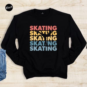 Retro Skating Shirt, Stacked Text Ice Skater Tee, Vintage Sunset Skating Gift, Funny Figure Skater T-Shirt for Men Women image 8
