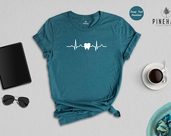 Dental Graduate Gift Shirt: Tooth Heartbeat Graphic - Soft Cotton Poly Blend, Eco Friendly, Comfortable Fit