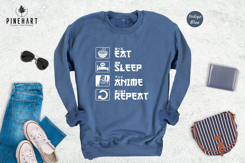 Eat Sleep Anime Repeat Shirt, Anime Shirt, Gift for Anime Lover, Gift for Anime Fan, Anime Otaku Shirt, Anime Sweatshirt, Cool Anime Shirt image 8