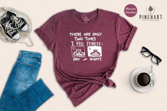 Stressed Cat Graphic Tee - Introvert Humor Playful Design - Soft Cotton Blend, Eco-Friendly Print, Casual Comfort