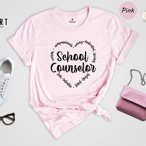 Heart Graphic Tee School Counselor Shirt: Sustainable Casual Wear, Soft Cotton (Sizes S-XXL, Eco Friendly) image 6