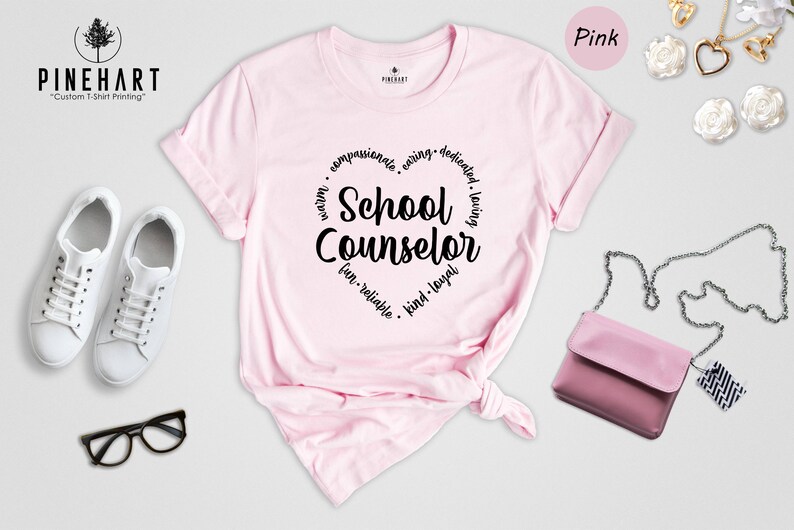 Heart Graphic Tee School Counselor Shirt: Sustainable Casual Wear, Soft Cotton (Sizes S-XXL, Eco Friendly) image 6