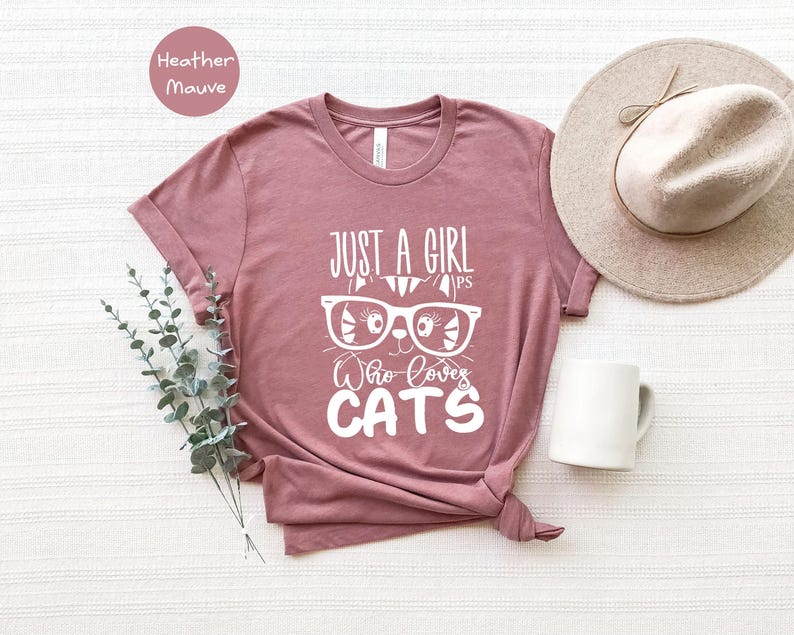 Just A Girl Cats Shirt: Funny Cat Lover Tee, Heather Soft Cotton | Eco Friendly, Pre Shrunk, Unisex S-XXL | Casual Everyday Wear image 6