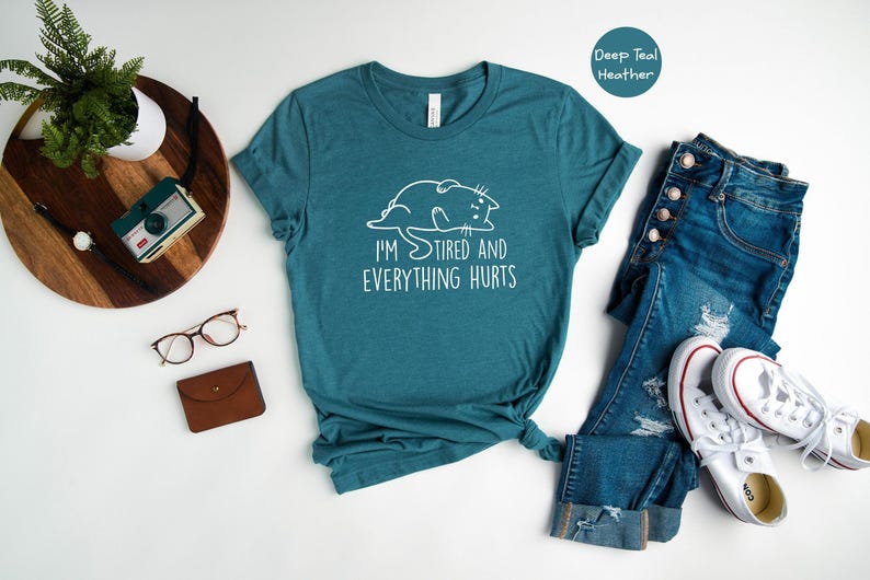 Funny Workout Tee: 'I'm Tired and Everything Hurts' Shirt, Soft Cotton, Eco-Friendly Ink | Unisex S-XXL, Gym Humor image 2