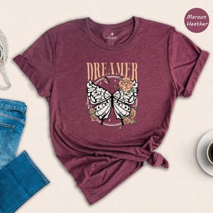 Retro Boho Dreamer Vintage Butterfly Tee: Eco Cotton Blend, Comfort Fit | Digital Ink Print, Casual Everyday Wear image 4