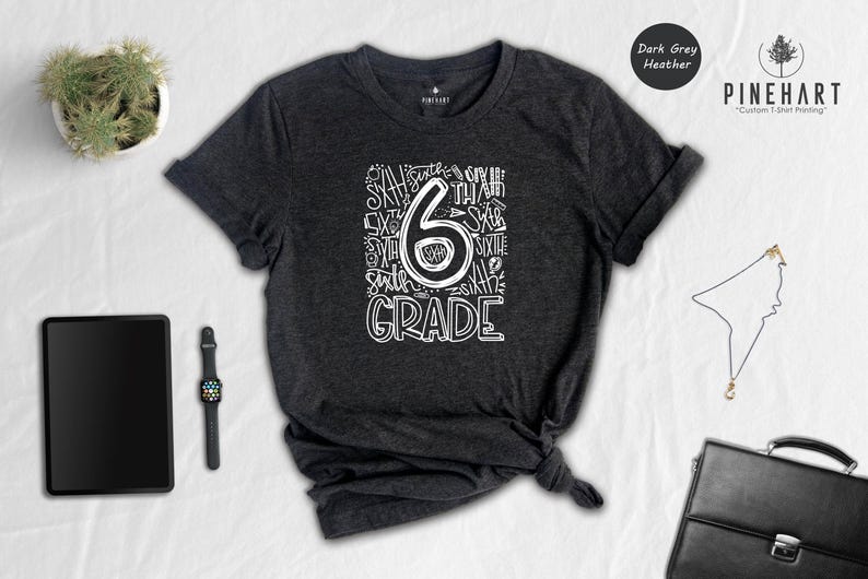 6th Grade Shirt Kids Tee, First Day School Celebration, Eco-Friendly Recycled Cotton (Soft Ringspun, Multiple Colors) image 6