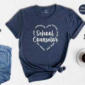 Heart Graphic Tee School Counselor Shirt: Sustainable Casual Wear, Soft Cotton (Sizes S-XXL, Eco Friendly) image 1