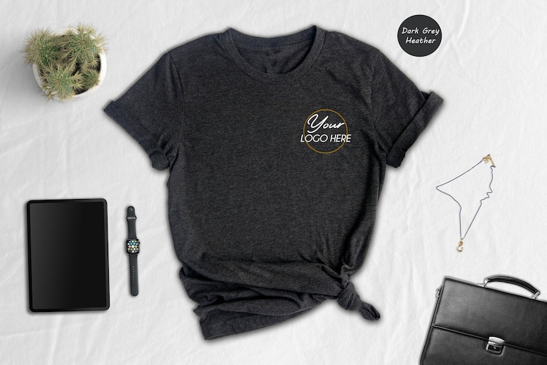 Design Your Own Tee Custom Printed Shirt: Personalized Logo Apparel, Heather Cotton Blend (Multiple Sizes, Upload Design) image 1