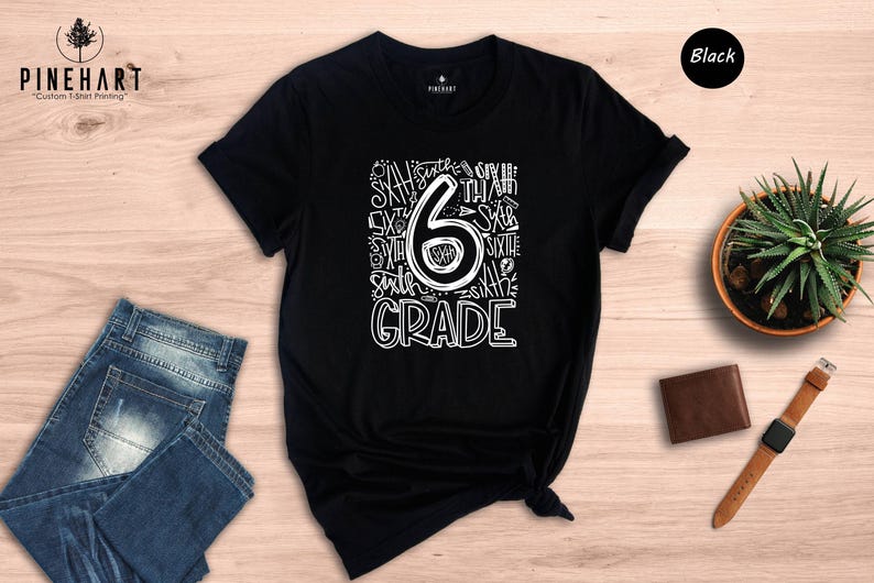 6th Grade Shirt Kids Tee, First Day School Celebration, Eco-Friendly Recycled Cotton (Soft Ringspun, Multiple Colors) image 4