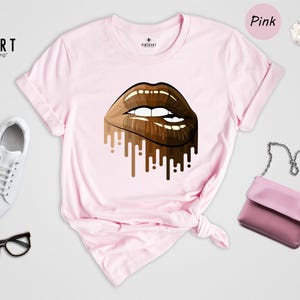 Black Queen Melanin Shirt: Heritage Pride Apparel, Dripping Lips Graphic (Soft Cotton Blend, Unisex Sizes, Empowerment) image 2