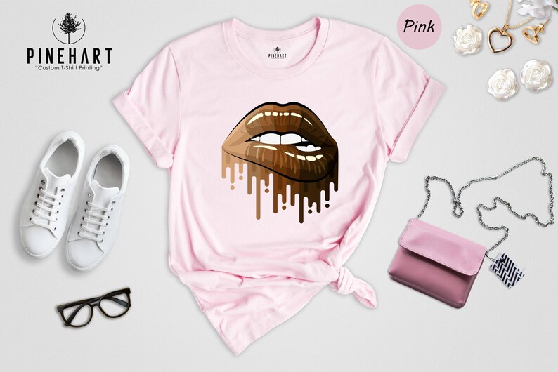Black Queen Melanin Shirt: Heritage Pride Apparel, Dripping Lips Graphic (Soft Cotton Blend, Unisex Sizes, Empowerment) image 2