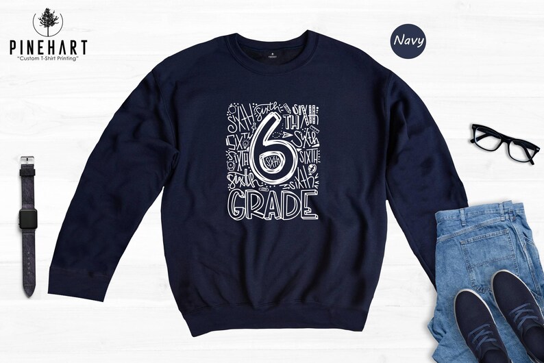 6th Grade Shirt Kids Tee, First Day School Celebration, Eco-Friendly Recycled Cotton (Soft Ringspun, Multiple Colors) image 8