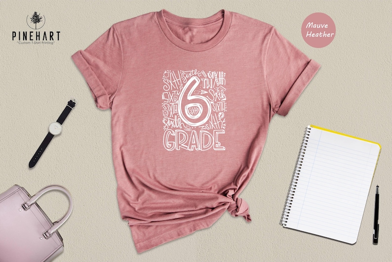 6th Grade Shirt Kids Tee, First Day School Celebration, Eco-Friendly Recycled Cotton (Soft Ringspun, Multiple Colors) image 3