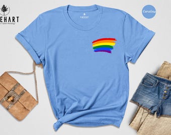 Gay Pride Rainbow Tee Unisex Shirt, Vibrant Colors (Preshrunk Cotton, Eco Friendly, Multiple Sizes)