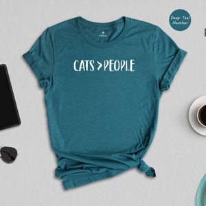 Cat Lover Shirt Casual Tee: Vibrant Cat Mom Design, Eco Friendly Heather Blend (Soft Cotton, Durable Print, Multiple Sizes) image 2
