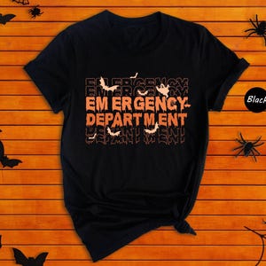 Er Nurse Shirt - Spooky Ghost Design Halloween Tee - Durable Print, Soft Breathable Fabric, Unisex Medical Gift image 1