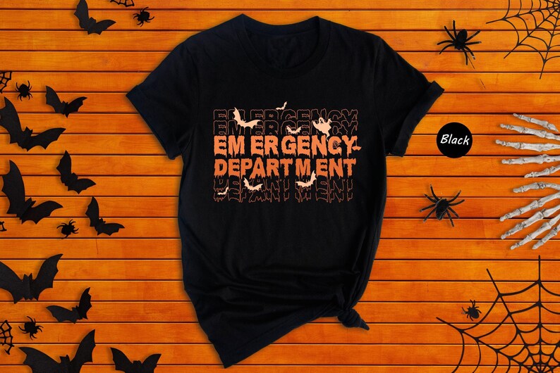 Er Nurse Shirt - Spooky Ghost Design Halloween Tee - Durable Print, Soft Breathable Fabric, Unisex Medical Gift image 1