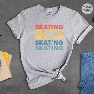Retro Skating Shirt, Stacked Text Ice Skater Tee, Vintage Sunset Skating Gift, Funny Figure Skater T-Shirt for Men Women image 7