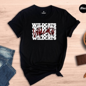 Wildcats Shirt, Retro Stacked Mascot Tee, School Spirit T-Shirt, Game Day Shirt for Fans, Wildcats Team Gift image 2