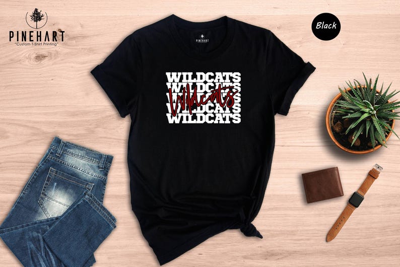Wildcats Shirt, Retro Stacked Mascot Tee, School Spirit T-Shirt, Game Day Shirt for Fans, Wildcats Team Gift image 2
