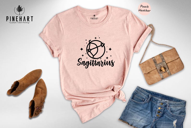 Zodiac Birthday Tee - Sagittarius Star Sign Shirt - Eco Friendly Cotton, Personalized Text, Multiple Color Choices image 6