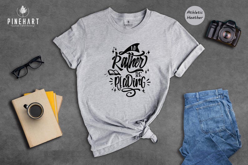 I'd Rather Be Reading Shirt, Funny Book Lover Tee, Bookworm Gift for Her Him, Cute Reading Quote T-Shirt, Librarian Teacher Gift image 4