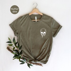Unisex Halloween Tee Spooky Skeleton Top, Melting Skull Graphic (S-XXL, Eco Cotton Blend, Digital Ink Print) 画像 6