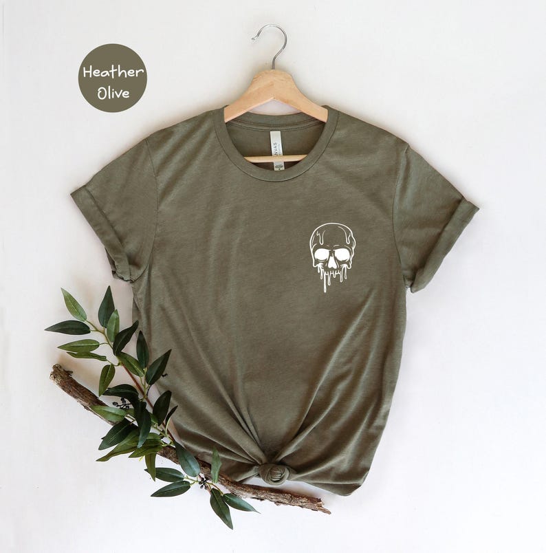 Unisex Halloween Tee Spooky Skeleton Top, Melting Skull Graphic (S-XXL, Eco Cotton Blend, Digital Ink Print) 画像 6