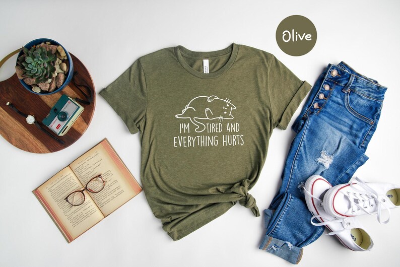 Funny Workout Tee: 'I'm Tired and Everything Hurts' Shirt, Soft Cotton, Eco-Friendly Ink | Unisex S-XXL, Gym Humor image 6