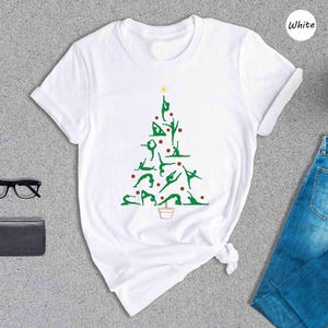 Yoga Christmas Tree Shirt, Funny Yoga Poses Holiday Tee, Christmas Yoga Lover Gift, Unisex Cute Xmas T-Shirt for Yogis