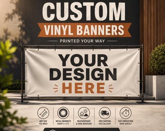 Bannière personnalisée en vinyle | Panneau extérieur imperméable | Entreprise, événement, mariage, anniversaire