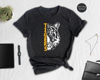 Tigers Mascot Shirt Team Spirit Tee: School Pride Apparel, Eco-Friendly Cotton Blend (Multiple Sizes, Casual Wear)