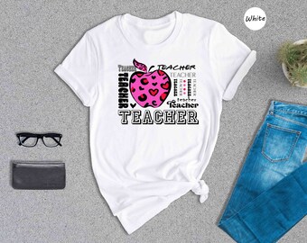 Back To School Shirt , Leopard Teacher Shirt, Teacher Appreciation Shirt, Leopard Apple Teacher Shirt, Kindergarten teacher tee